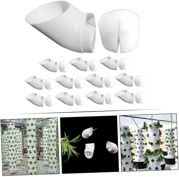 Happyyami Hydroponic Planting Cups Plant Containers Mesh for Hydroponics Growing Tower Cup