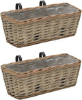 Balcony Planter 2 pcs Raised Flower Bed Planter Boxes Standing planters Horse Trough planters Suitable for Courtyard Orchard Corridor Nursery Wicker with PE Lining 15.7
