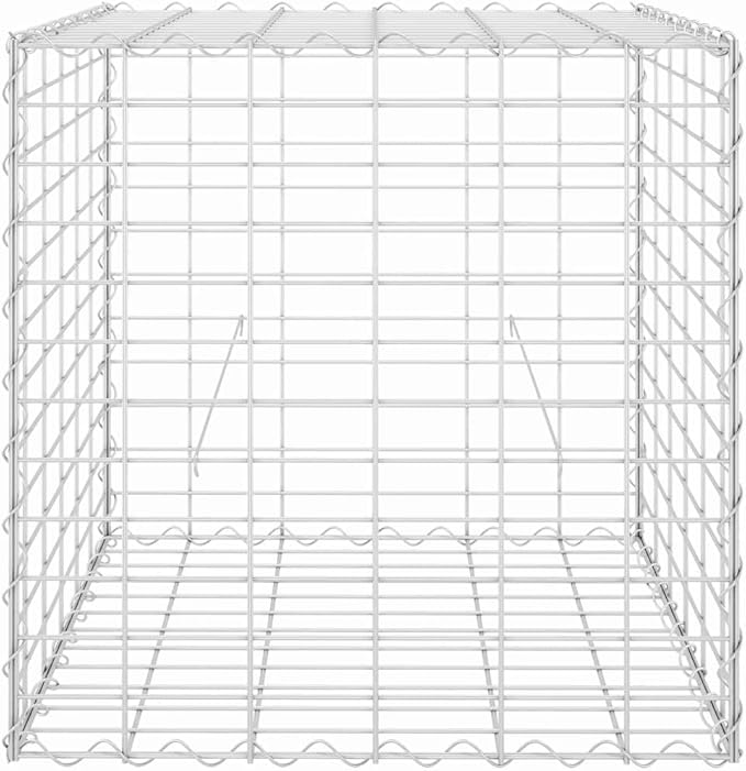 Gabion Raised Garden Bed Silver Galvanized Steel Wire Planter 23.6x23.6x23.6 Inch Cubic Outdoor Planter Box for Flowers Herbs Vegetables High Load Capacity