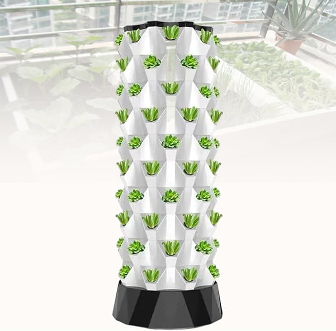 Hydroponic System Vertical Tower Indoor Growing Kit 80 Pots Black