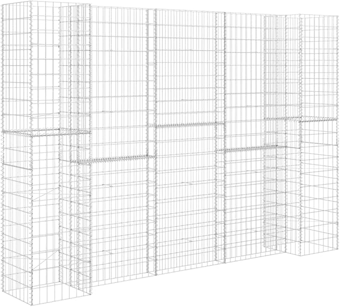 Galvanized Steel H-Shaped Gabion Planter Raised BedOutdoor Garden Galvanized Steel Wire Mesh Grid Stone Wall Flower Raised Bed for Vegetables Flowers Plants 102.4x15.7x70.9