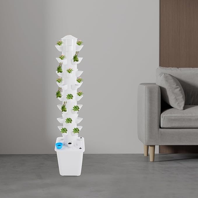 40 Pods Hydroponic Growing Tower with Grow Lights 8 Tier Vertical Hydroponics Growing System Kit Home Hydronic Garden with Water Pump Vegetable Tower Garden Growing System for Herbs Fruits (9 Tier)