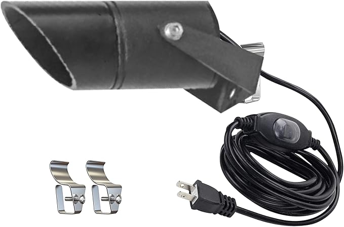 Kiven Plug in LED Indoor/Outdoor Waterproof Spotlight Porch Light with 9.84 FT Plug-in Cord 10W Black Plug in Accent Light with Vinly Siding Hooks for Plants Porch Garden(Cool White)