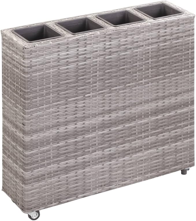 Garden Raised BedRaised Garden Bed for Vegetable Gardening Backyard PatioOutdoor Raised Planter with Wheels Raised Garden Bed for Vegetables with 4 Pots 31.5x8.7x31.1 Poly Rattan Gray