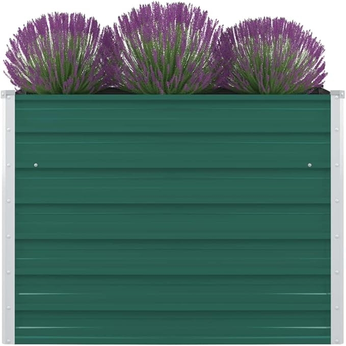 Raised Garden Planter Raised bedsGalvanized PlanterFlower BedTroughMetal PlanterRaised Garden BedBed 39.4x39.4x30.3 Galvanized Steel Green