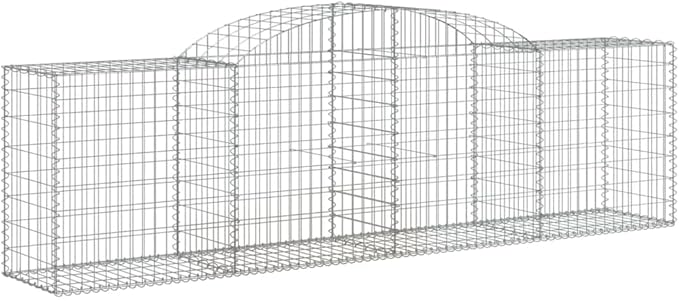 Gabion Basket Set of 3 Silver Galvanized Iron Outdoor Raised Garden Bed Planter 118x39 Modern Industrial Metal Fence Wall for Patio Backyard