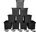 10-Pack Dutch Bucket Hydroponic System – Bato Buckets with Siphon Elbows – 11L (12 x 10 x 9) - Tan or Black (Black)