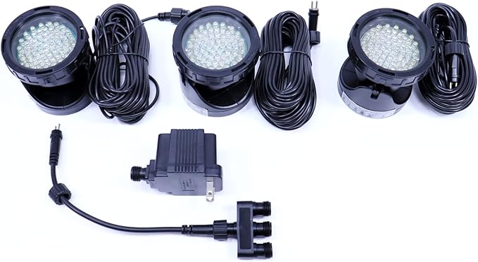 Ocean Mist QL34-60Cx3 Magic Pond Landscape and Water Feature Spotlight 60 LED Color Changing Lights - 3-Pack
