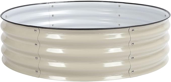 Raised Garden Bed Kits Planter Raised Garden Bed Raised Planter Bed for Vegetables Flowers Ground Planter Garden Boxes Outdoor Oval Large 11in Height (White)