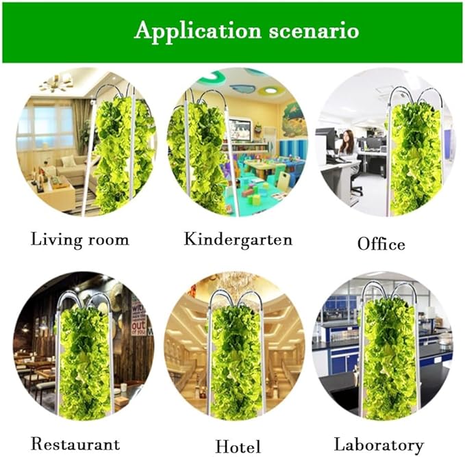 Hydroponics Growing Set with LED Grow Light Hydroponics Growing System Column-Type Water Mist Cultivation Fan-Shaped Water Distribution Design for Fruits(Gray)