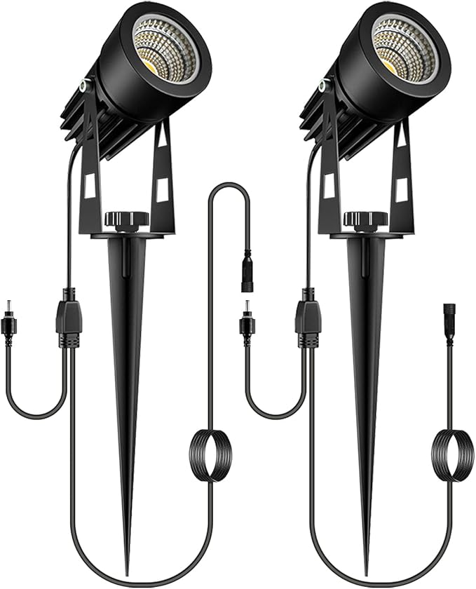 ALOVECO 12V Waterproof LED Landscape Lights with Adapter + 2 Pack Daisy Chain Lamps for Patio Deck Yard Garden Driveway