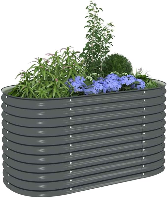 63 x 31.5 x 31.9 in Large Galvanized Steel Raised Garden Bed Rectangular Grey Planter Box Outdoor for Vegetables Flowers on Balcony Patio Yard