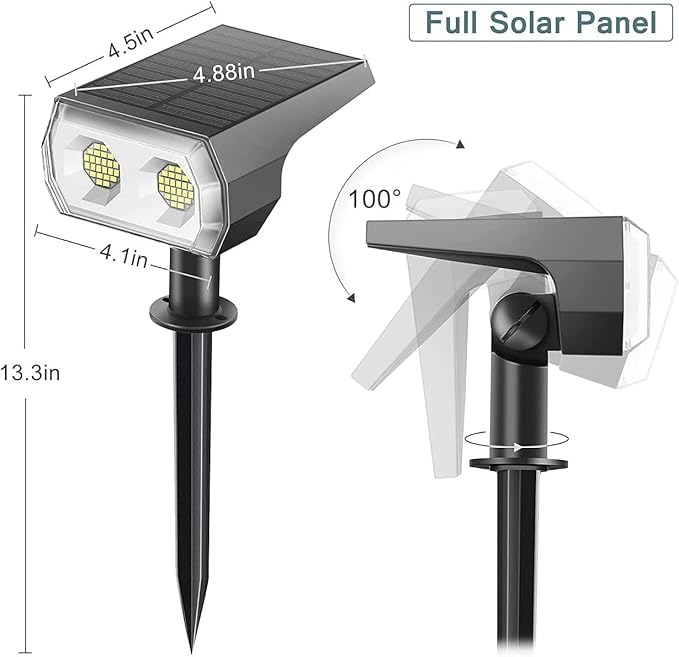 48 LEDs Solar Lighst Outdoors Landscape Spotlights Wireless Waterproof Outdoor Solar Spotlights for Yard Garden Patio Hot(2pcs White)