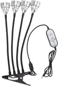 LED Grow Light Aluminium Alloy 4 Heads Bendable Adjustable USB Plant Light with Clip - Flexible 360 Degree Bending Full Indoor Growing Light Plants
