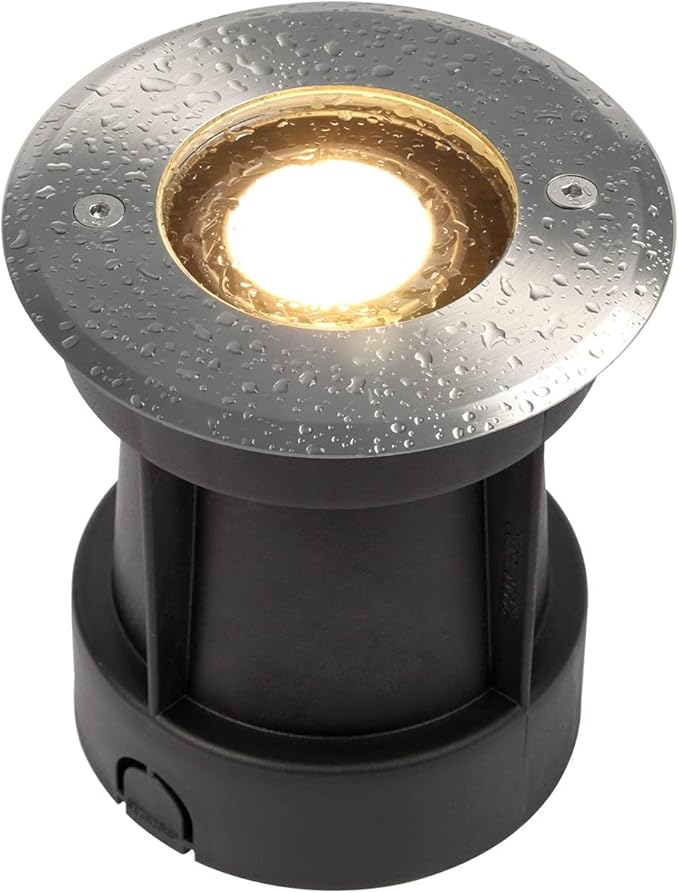 Ground LED Landscape Lights - Ground GU10 5W Garden Light - IP67 Waterproof Outdoor Underground Round Walk Over Lighting Outdoor Recessed Spot Light for Pathway Patio(Warm White)