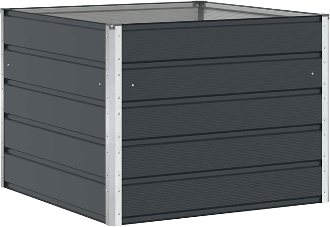 Outdoor Metal Raised Garden Bed Steel Planter Box for Gardening Vegetables Fruits Flowers Easy Assembly 39.37 x 39.37 x 29.53 in Anthracite-729