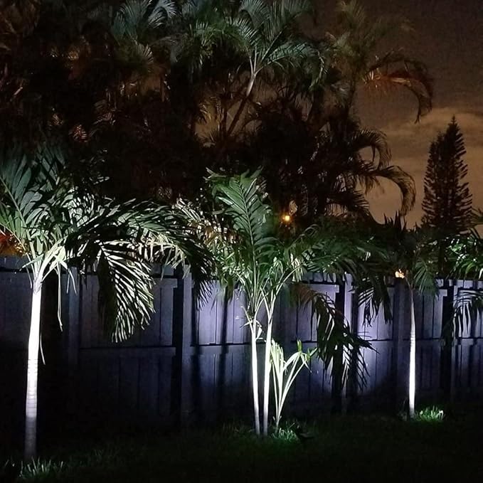 T-SUNUS 3 Pack Solar Landscape Spotlights Solar Garden Spot Light IP65 Waterproof 9.8ft Cable Separated Solar Panel Garden Driveway Pathway Pool Area(Warm White 3000K &amp White 6000K &amp Blue)