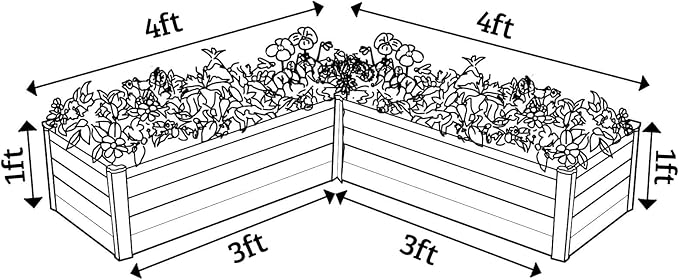 ABSCO Premium Galvanized DIY 4' x 3' L Shaped Garden Bed DIY with Easy Assembly and Superior Drainage Woodland Gray Galvanized Steel Metal Planter Garden Planter Box with 14 Walls for All Plants