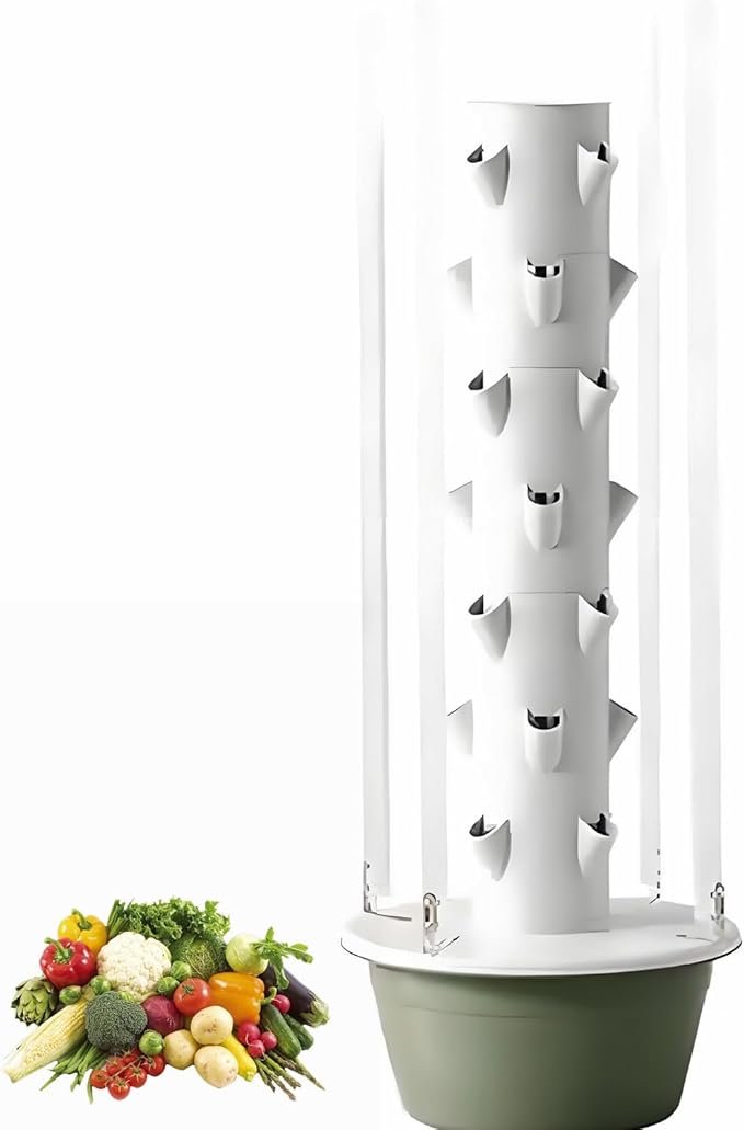 Hydroponics Tower Indoor Growing System Vertical Garden Planter Indoor Smart Garden Kit with Pump and Movable Water Tank and Led Grow L IghtsVegetable Plant 9layers