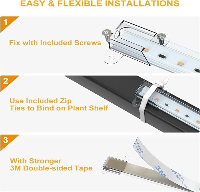 LED Grow Light for Indoor Plants Grow Lights 80W Full Spectrum 4 Dimmable Levels Sunlike Grow Lamp Auto On/Off 3/6/12H Timer Grow Light Strips for Flower Succulent Hydroponics Greenhouse 8 Pack