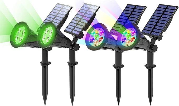 T-SUN Solar Spotlights Green 7LED Solar Spotlights Color Changing