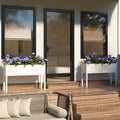 White Solid Wood Pine Garden Planter Boxes - 2 pcs 43.3 Large Outdoor Flower Plant Beds for Gardening &amp Planting