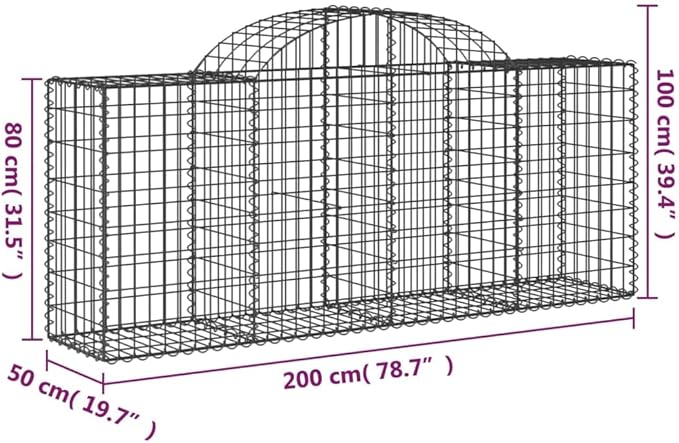 Gabion Baskets Galvanized Retaining Wall Fence Welded Landscape Garden Iron – 78.7 x 19.7 in