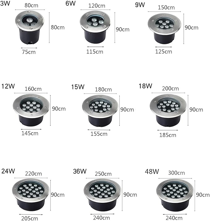 LED Underground Light Outdoor Ground Light IP66 Waterproof AC85-265V Buried Lights for Pathway Patio Walkway Deck Stairs Garden Spotlight