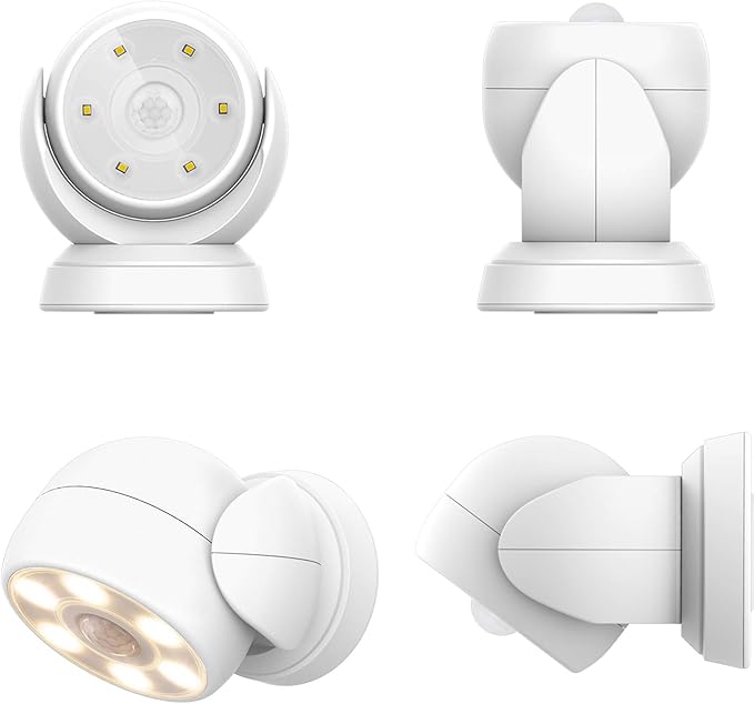 HONWELL Battery Operated Motion Sensor Light Outdoor Wireless Waterproof Spotlight Motion Detector Security Light Light Sensor Auto On Off for Porch Stair Hallway Garage Wall Shed House Door (1Piece)