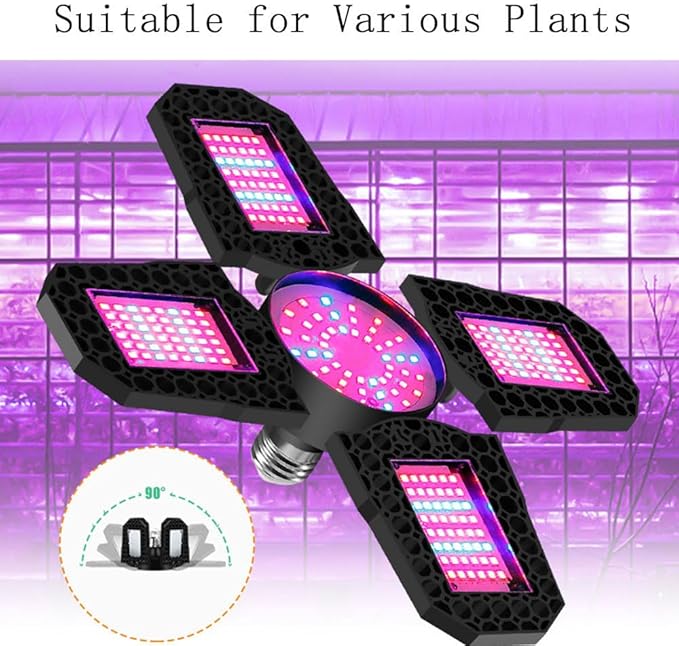TopHomer 120W Grow Light Full Spectrum LED Plant Light Indoor Plants with 90 Degree Adjustable Light Panel for Greenhouse Vegetable Growing Easy to Install (210 LEDs)