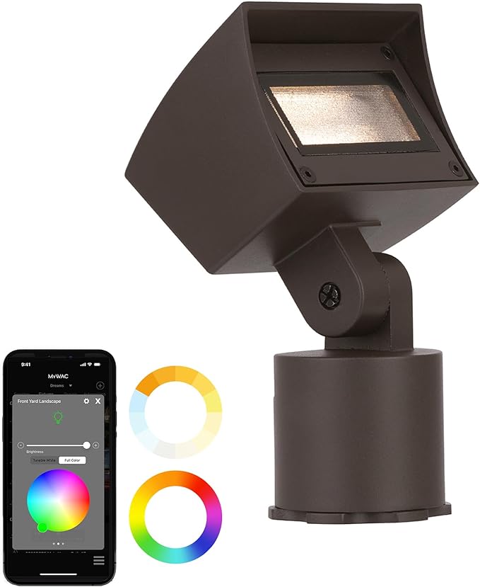 WAC Lighting LED Colorscaping Smart App Controllable Landscape Lighting with RGBWW Color Changing and Tunable White Wall Wash 16W Light in Bronze