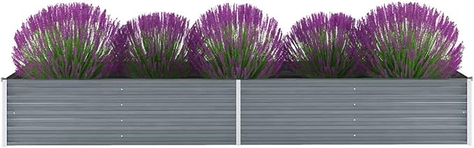 Garden Raised Bed Galvanized Steel 126 x 31.5 x 17.7 Gray SH141741A