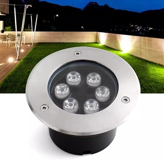 Outdoor Buried Lights - Ground Led Landscape Lamp Ip66 Waterproof Recessed Led Spotlight Led Well Lights Round Stainless Steel Garden Lawn Light for Patio Path Dri-Warm Light-9 W