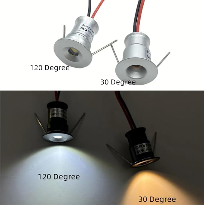 Ceiling Kitchen Stair Outdoor 1W Spotlight 12V Silver Shell Mini Spotlights Lighting Angle 120° with Transformer 18Pack (Natural)