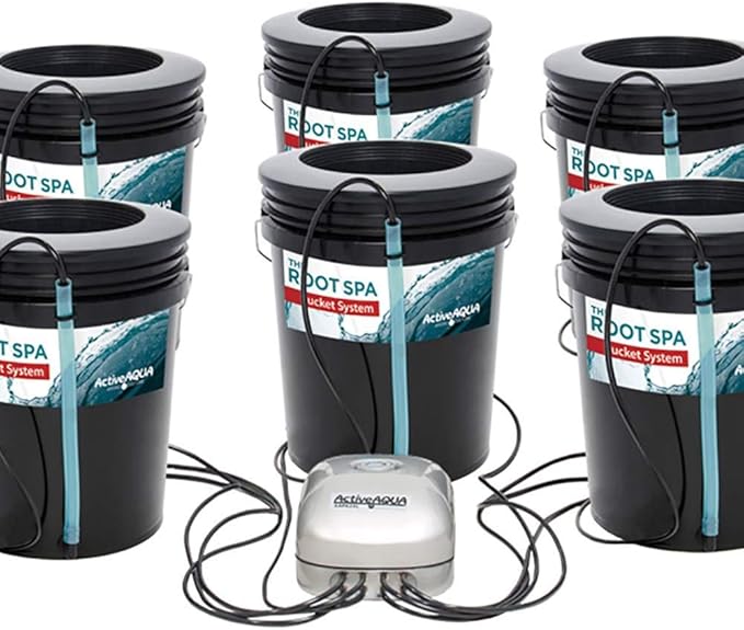 Hydrofarm RS5GAL8SYS Root Spa 8 5 Gallon Bucket System Black