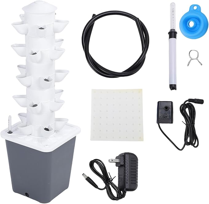 Hydroponic Growing System Tower Indoor Vertical Garden 25 Holes Mini Column for Home School Engineering ABS Material 10L Water Container