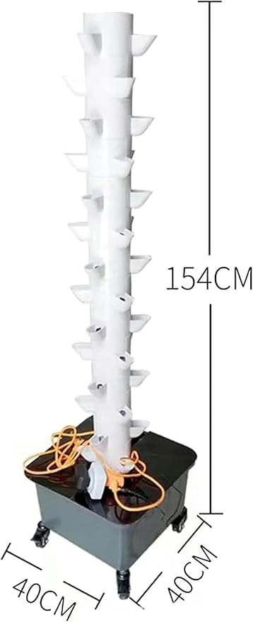 45Holes Hydroponic Grow Tower Vertical Hydroponics Indoor Self-Watering Growing System Soilless Cultivation Grow Tower Aeroponics Growing Kit with Hydrating PUM