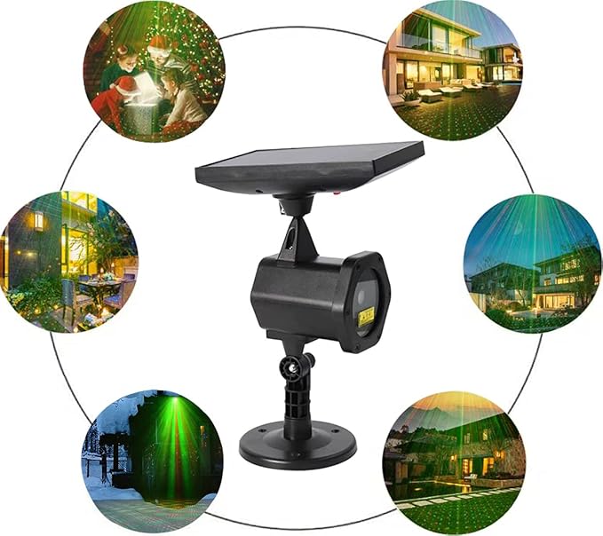 LED Solar Energy Lights Christmas Projector Light Festival Rotating Spotlight Christmas Landscape Spotlight Outdoors Decoration Christmas Festival Outdoor Landscape Decorative Lighting