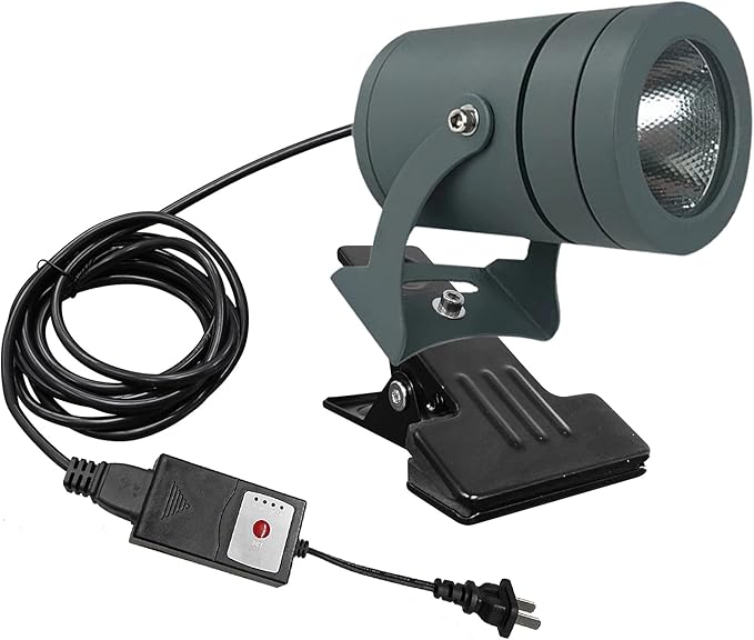 Kiven IP65 Waterproof LED Landscape Clamp Light Mini Decorative Spotlight Lamp with Plug-in Cord and Timer for Indoor Outdoor Yard Step Statue LED Lawn Light (10W Cool White)
