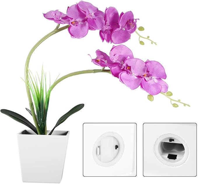 9LED Artificial Flower Pot Lamp Simulation Phalaenopsis Bonsai Flower Light Foldable DIY Decorative LED Flower Lamp with Bright White LEDs for Home Office Garden