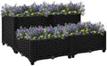 Raised Garden Bed 31.5x31.5x15 Black Polypropylene Outdoor Planter Box for Vegetables Herbs Flowers Gardening