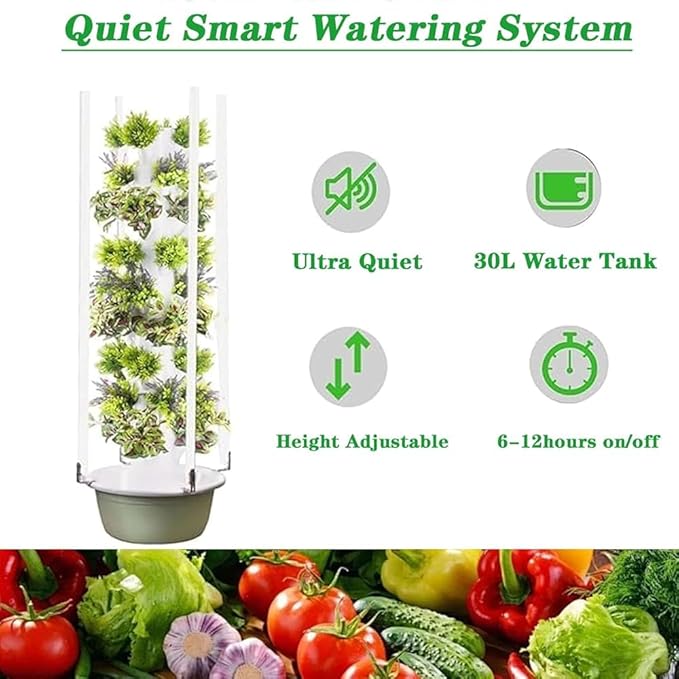 Hydroponic Tower System Kit – Indoor Vertical Germination Kit for Herbs Vegetables &amp Fruits(Size:9 Layer)