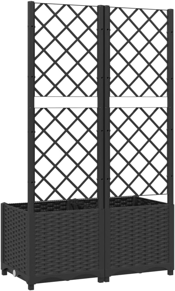 Garden Planter with Trellis Garden Raised Beds Planter Boxes Standing planters Raised Flower Bed Suitable for Orchard Corridor Nursery Courtyard Black 31.5x15.7x53.5 PP