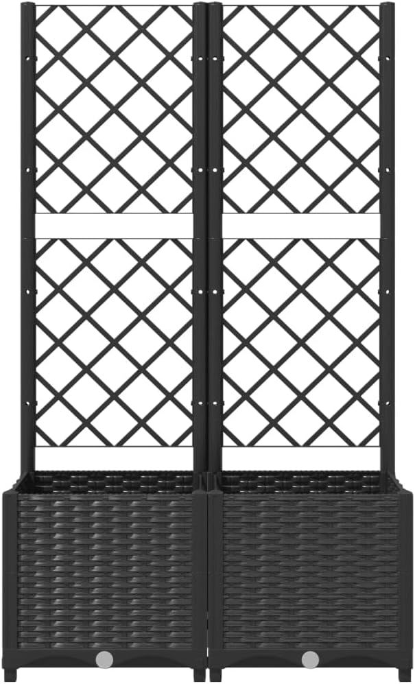 Garden Planter with Trellis Garden Raised Beds Planter Boxes Standing planters Raised Flower Bed Suitable for Orchard Corridor Nursery Courtyard Black 31.5x15.7x53.5 PP