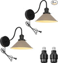 2-Pack Hook Mounted Plant Light Full Spectrum 4500K 10W Adjusted Light Beam Range 15°-60° Vintage Khaki Cone Shade Goose Neck Wall Lamp for Indoor Plants Flowers Growing