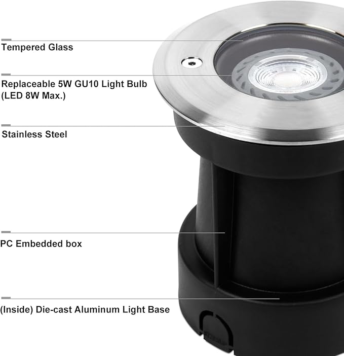 Ground LED Landscape Lights - Ground GU10 5W Garden Light - IP67 Waterproof Outdoor Underground Round Walk Over Lighting Outdoor Recessed Spot Light for Pathway Patio(Red)
