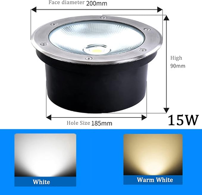 Outdoor Buried Spotlight COB Ground Lights IP65 Waterproof Stainless Steel Embedded Jardin Landscape Light for Step Driveway Walkway Lawn Pathway Lighting