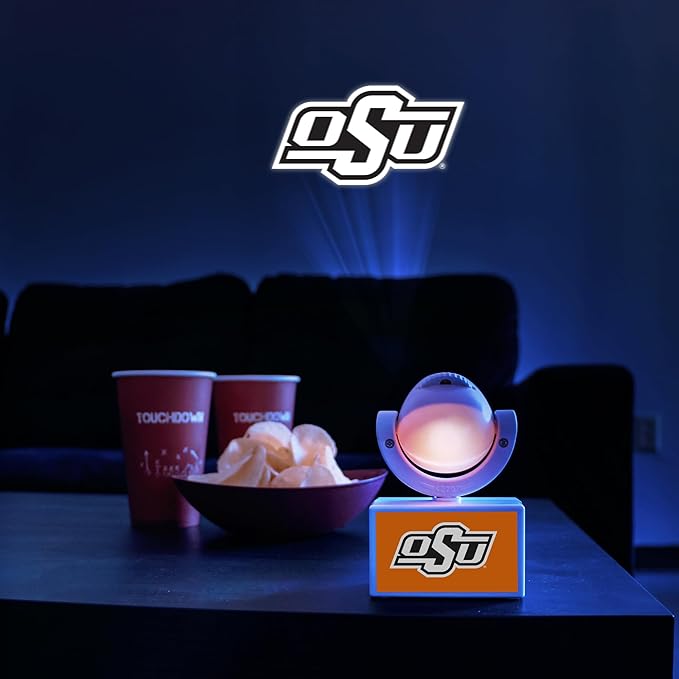 Sporticulture NCAA American Football Oklahoma State Cowboys - Adjustable Led Mini Spotlight Projector with 6 Team Logo Designs - Portable &amp Rechargeable Spotlight - Battery-Operated - 4.375” x 3.1