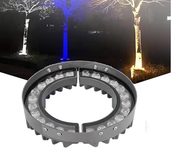 Led Ring Tree Hug Light - 12W Outdoor Tree Spotlight IP65 Waterproof Outdoor Garden Color Changing RGB Light AC 220V LED Spotlight Garden Courtyard Landscape Lamp(Yellow)