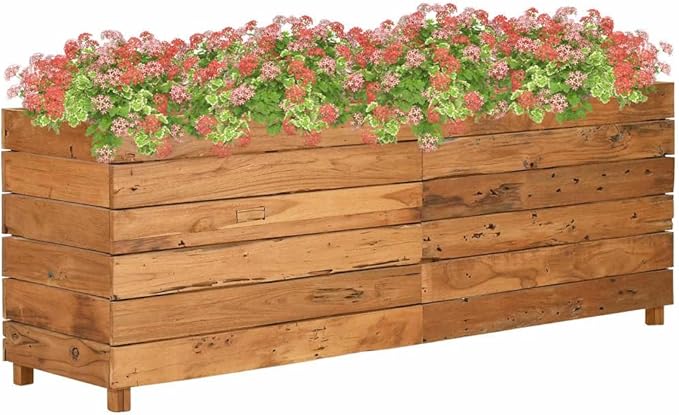 Wooden Raised Garden Bed Flower Planters Box for Growing Flowers Herbs or Veggies 59.1x15.7x21.7-511